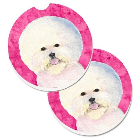 Carolines Treasures Pink Bichon Frise  Cup Holder Car Coaster, PK2 SS4802-PKCARC